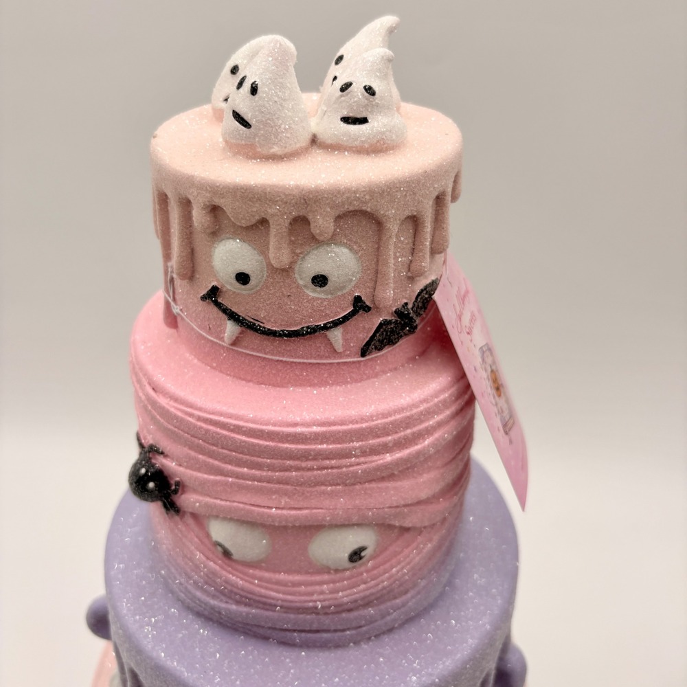 Halloween Pink Pastel Halloween 3-Tier Faux Cake Pinkoween Purple Monster Decor - Picture 4 of 8